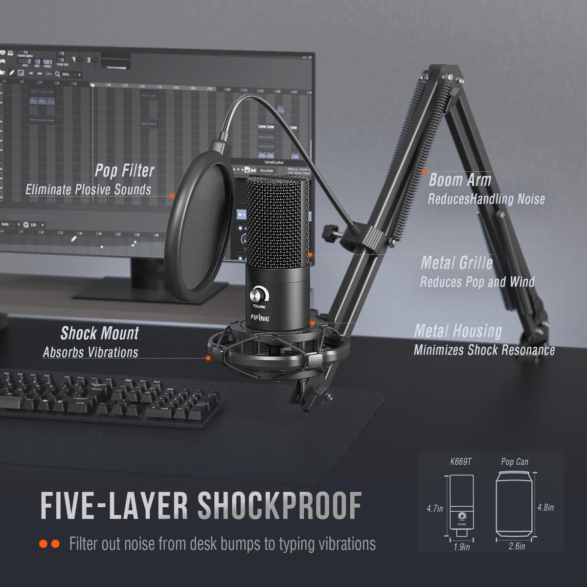FIFINE T669 Studio Condenser USB Microphone Kit – 5 Colors - Flex Gamingproduct_type