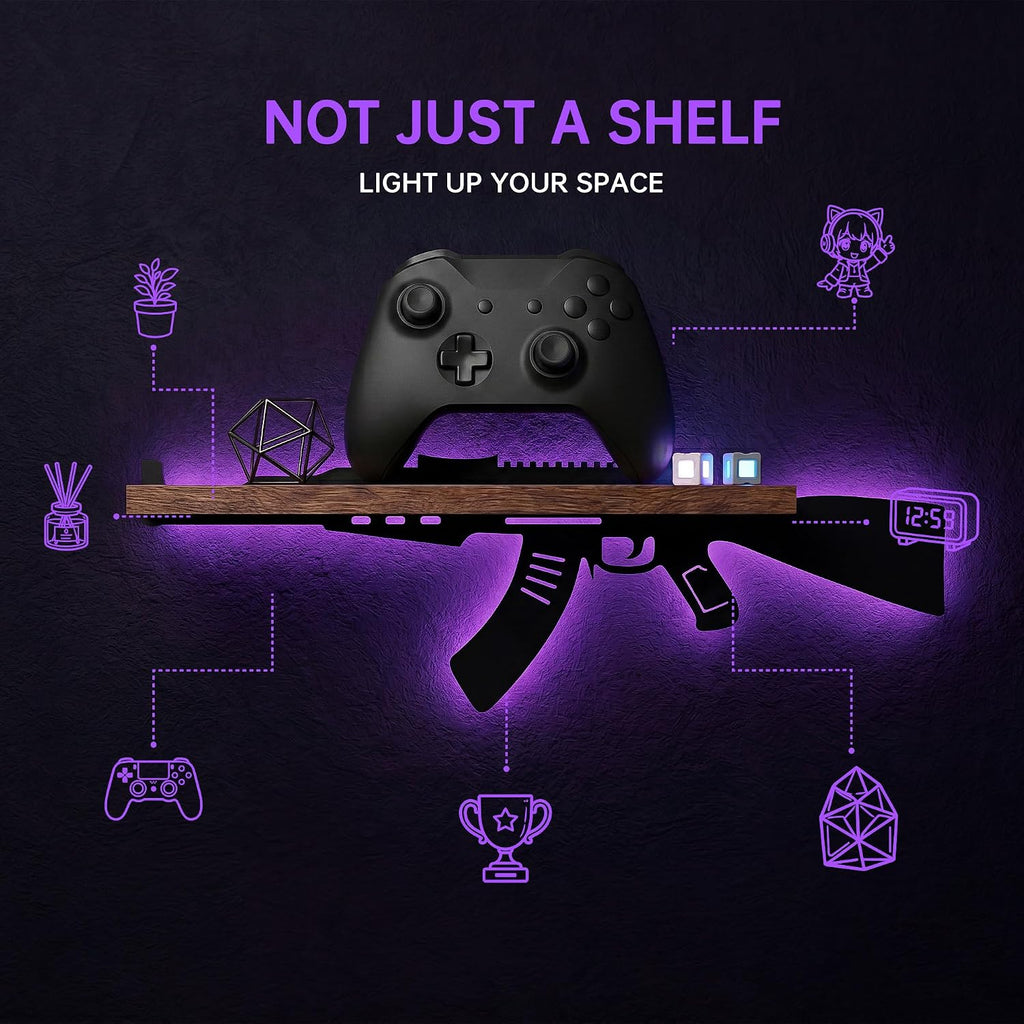 FNYDOX Gun-Shaped LED Floating Shelf Gaming Room Decor – 3 Styles - Flex Gamingproduct_type