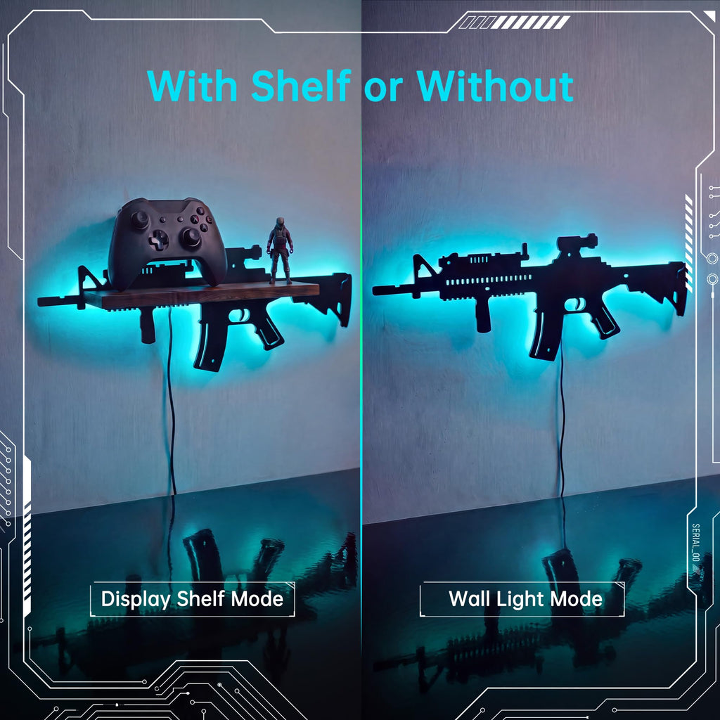 FNYDOX Gun-Shaped LED Floating Shelf Gaming Room Decor – 3 Styles - Flex Gamingproduct_type