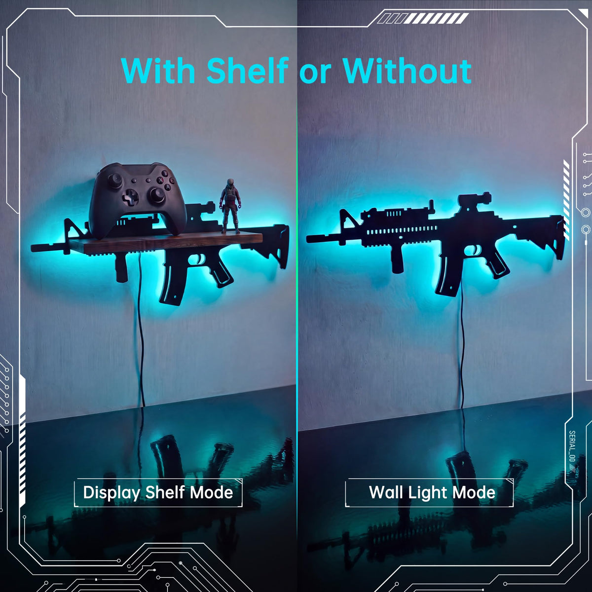 FNYDOX Gun-Shaped LED Floating Shelf Gaming Room Decor – 3 Styles - Flex Gamingproduct_type