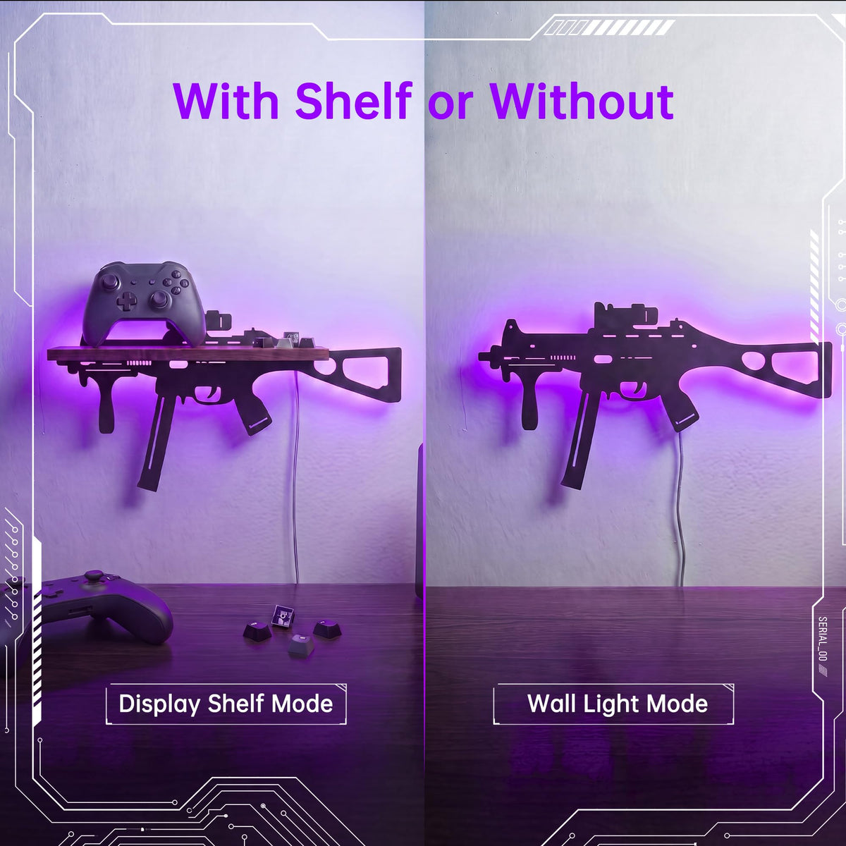 FNYDOX Gun-Shaped LED Floating Shelf Gaming Room Decor – 3 Styles - Flex Gamingproduct_type
