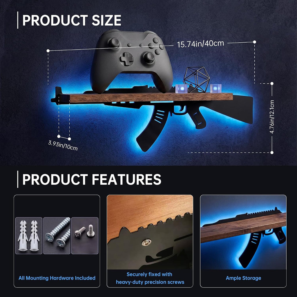 FNYDOX Gun-Shaped LED Floating Shelf Gaming Room Decor – 3 Styles - Flex Gamingproduct_type