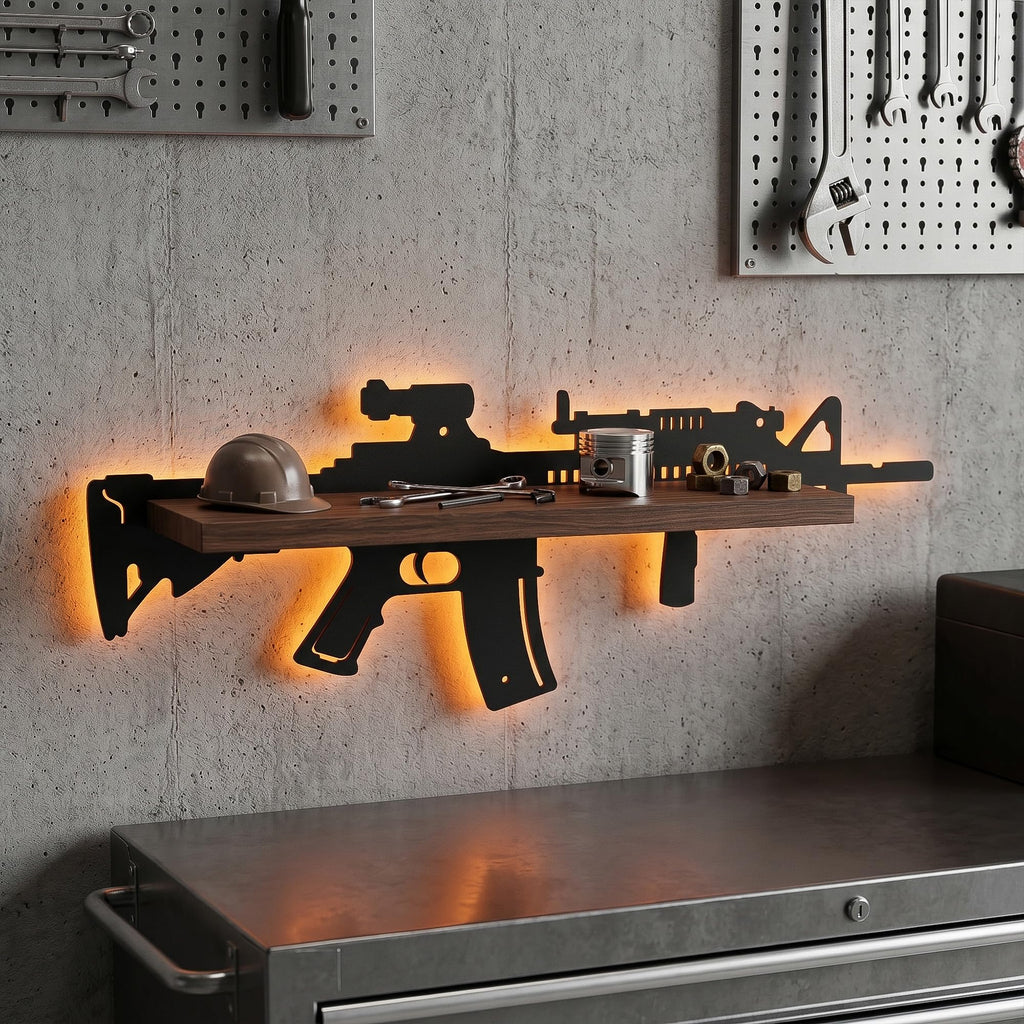 FNYDOX Gun-Shaped LED Floating Shelf Gaming Room Decor – 3 Styles - Flex Gamingproduct_type