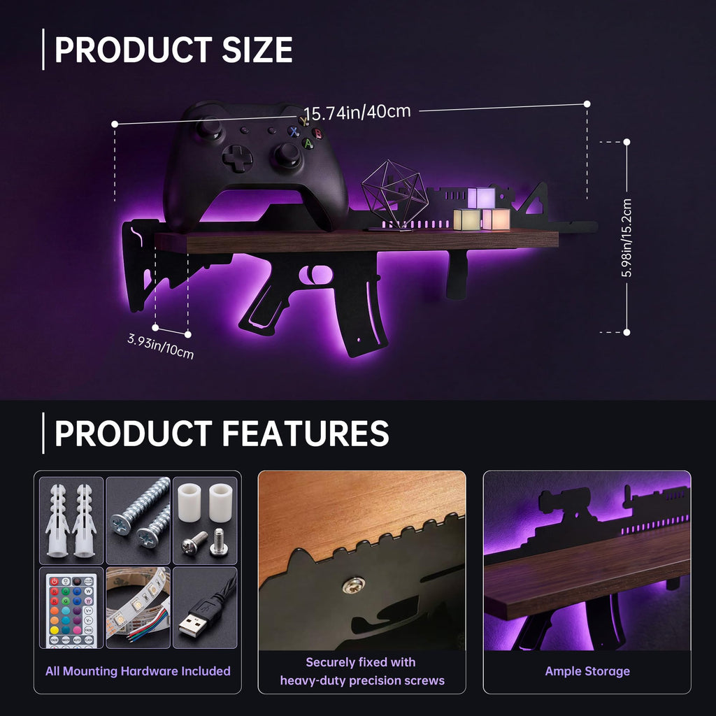 FNYDOX Gun-Shaped LED Floating Shelf Gaming Room Decor – 3 Styles - Flex Gamingproduct_type