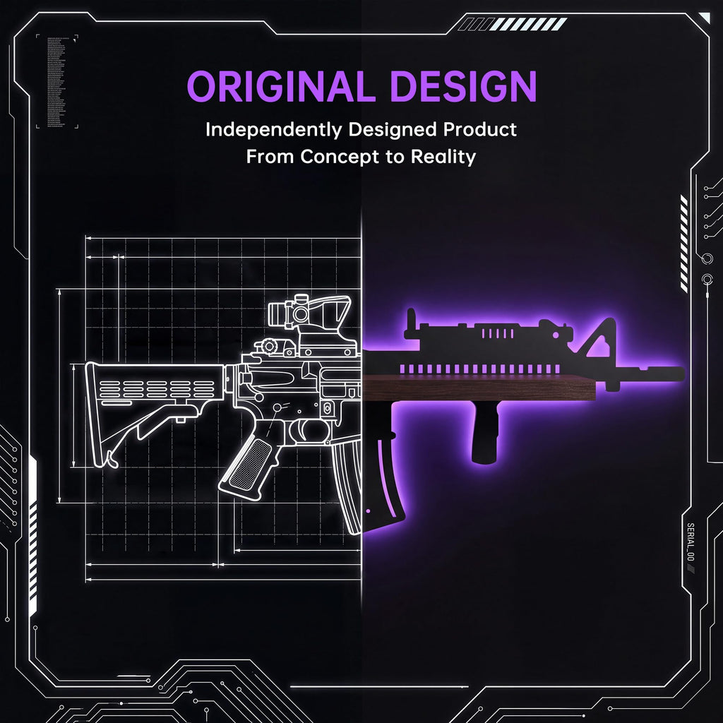 FNYDOX Gun-Shaped LED Floating Shelf Gaming Room Decor – 3 Styles - Flex Gamingproduct_type