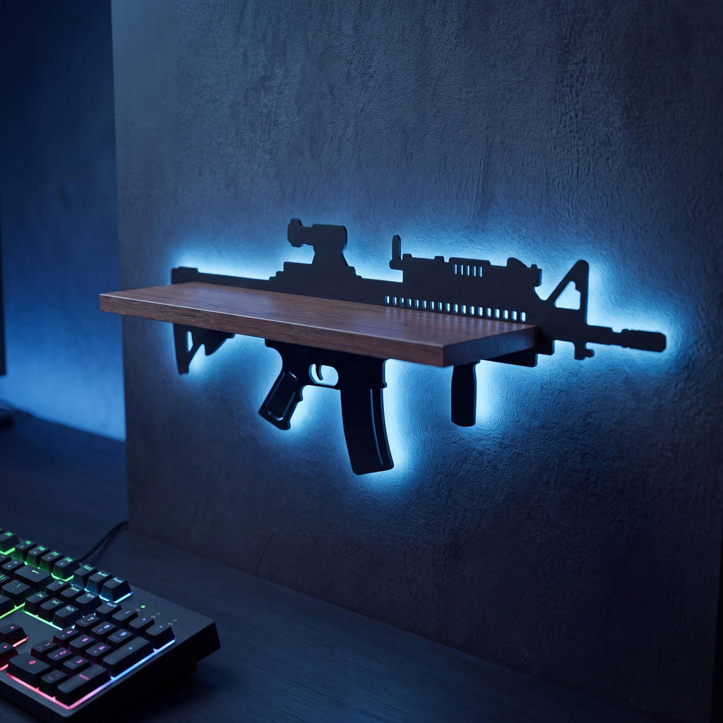 FNYDOX Gun-Shaped LED Floating Shelf Gaming Room Decor – 3 Styles - Flex Gamingproduct_type