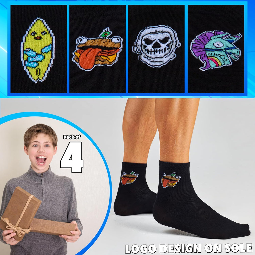 Fortnite Gaming Calf Socks 4-Pack – Sizes 5–9 & 8–12 - Flex Gamingproduct_type