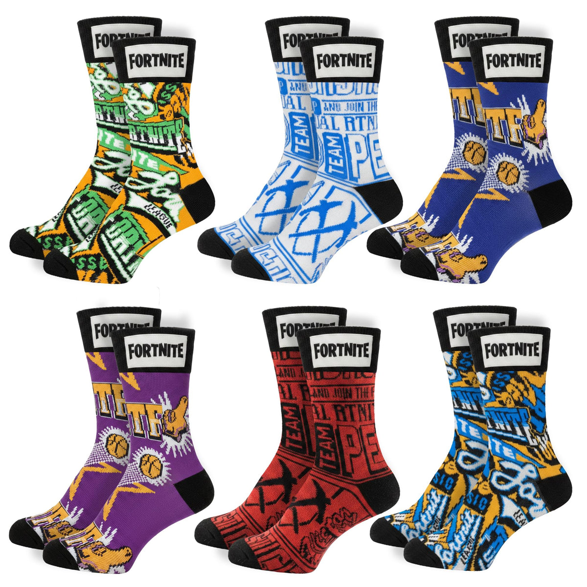Fortnite High Socks 6-Pack – 2 Sizes & 5 Styles - Flex Gamingproduct_type