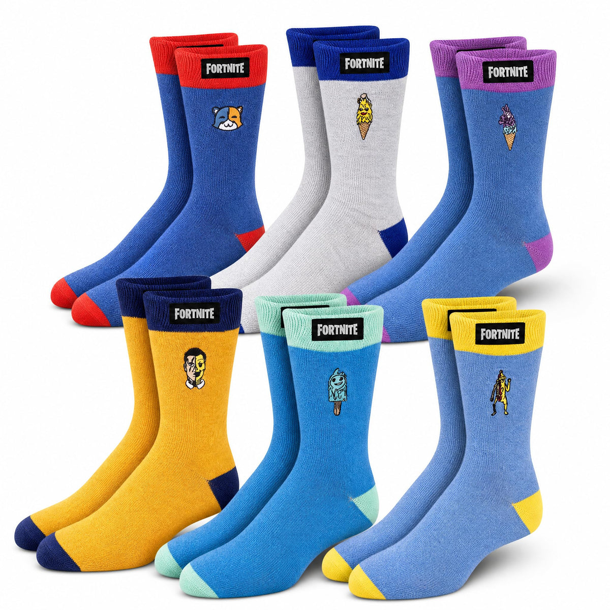 Fortnite High Socks 6-Pack – 2 Sizes & 5 Styles - Flex Gamingproduct_type
