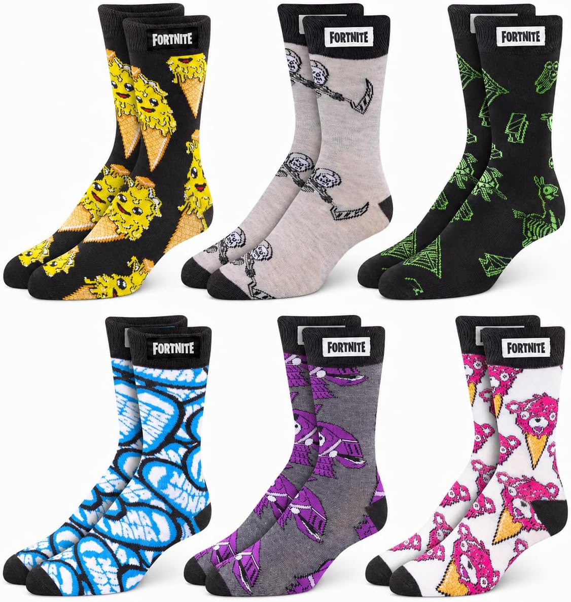Fortnite High Socks 6-Pack – 2 Sizes & 5 Styles - Flex Gamingproduct_type
