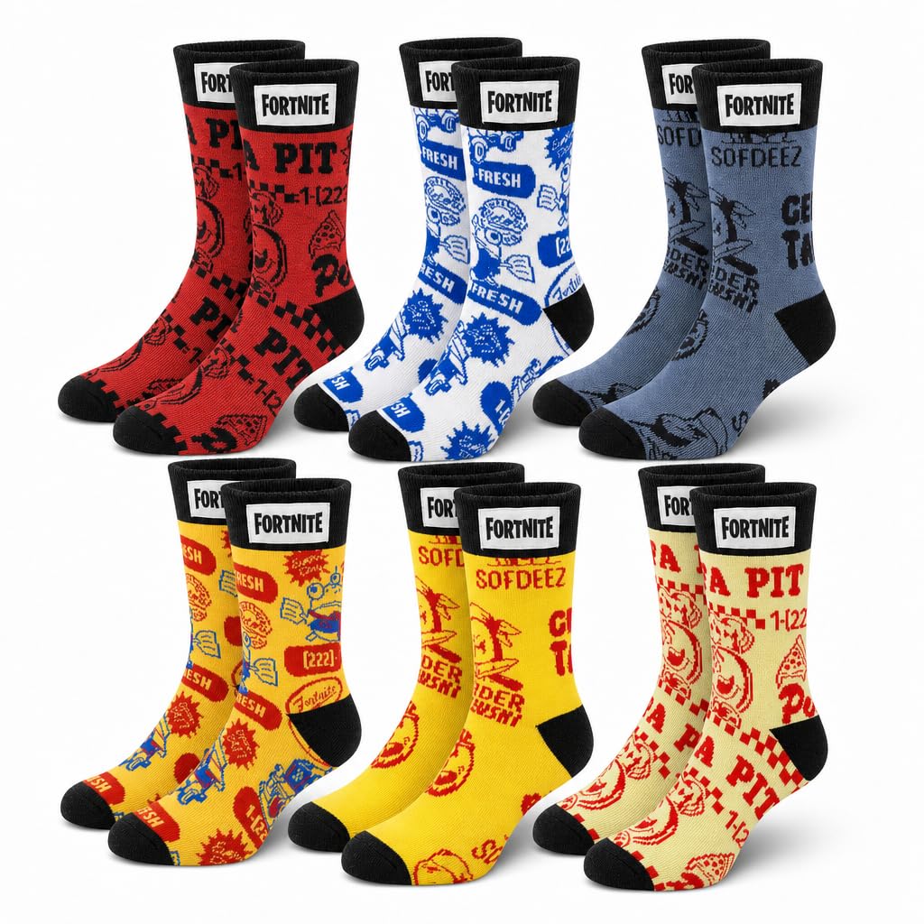 Fortnite High Socks 6-Pack – 2 Sizes & 5 Styles - Flex Gamingproduct_type