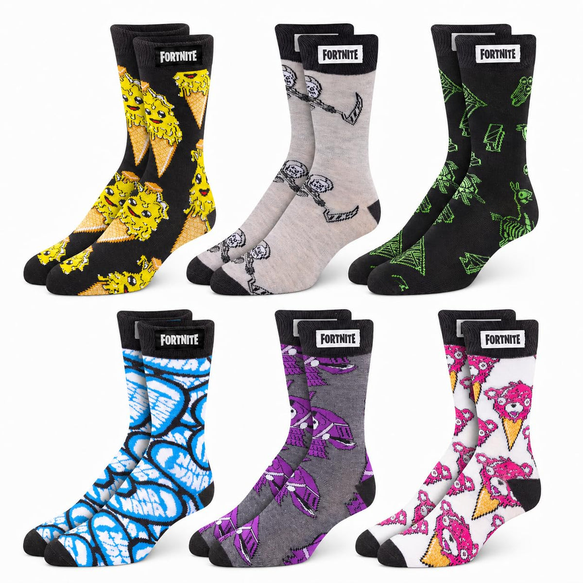 Fortnite High Socks 6-Pack – 2 Sizes & 5 Styles - Flex Gamingproduct_type