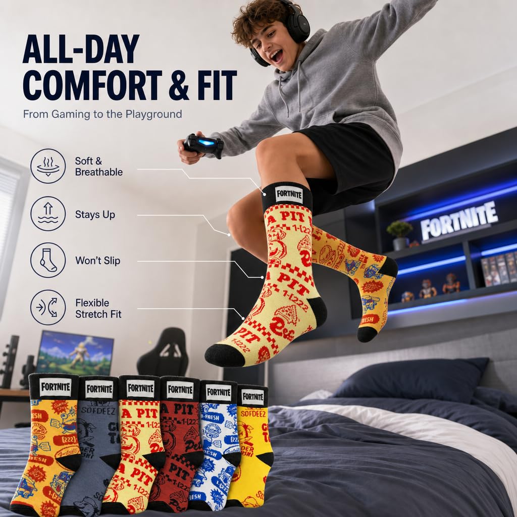 Fortnite High Socks 6-Pack – 2 Sizes & 5 Styles - Flex Gamingproduct_type