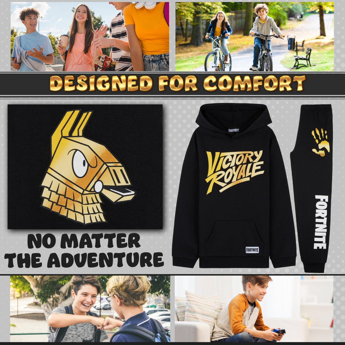 Fortnite Tracksuit Set – Hoodie & Joggers 2-Piece – 6 Sizes & 3 Colors - Flex Gamingproduct_type