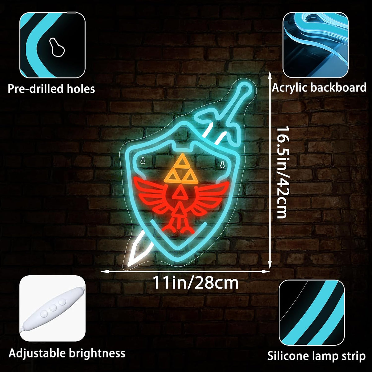 FTMGGDG Gaming Sword & Shield LED Sign – 4 Styles - Flex Gamingproduct_type