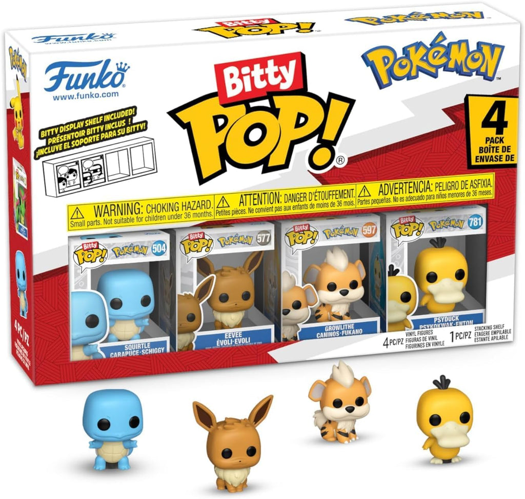 Funko Bitty Pop! Pokémon 4-Pack – Squirtle, Eevee, Growlithe & Psyduck - Flex Gamingproduct_type