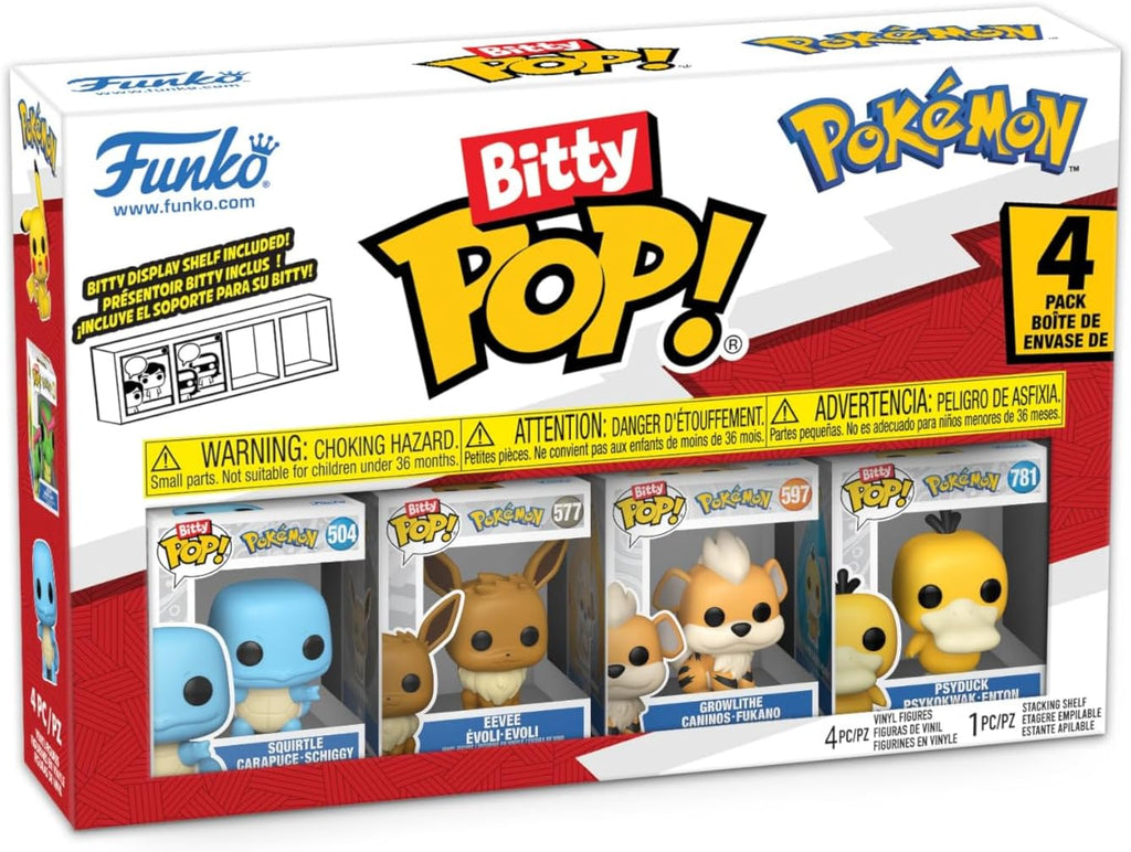 Funko Bitty Pop! Pokémon 4-Pack – Squirtle, Eevee, Growlithe & Psyduck - Flex Gamingproduct_type