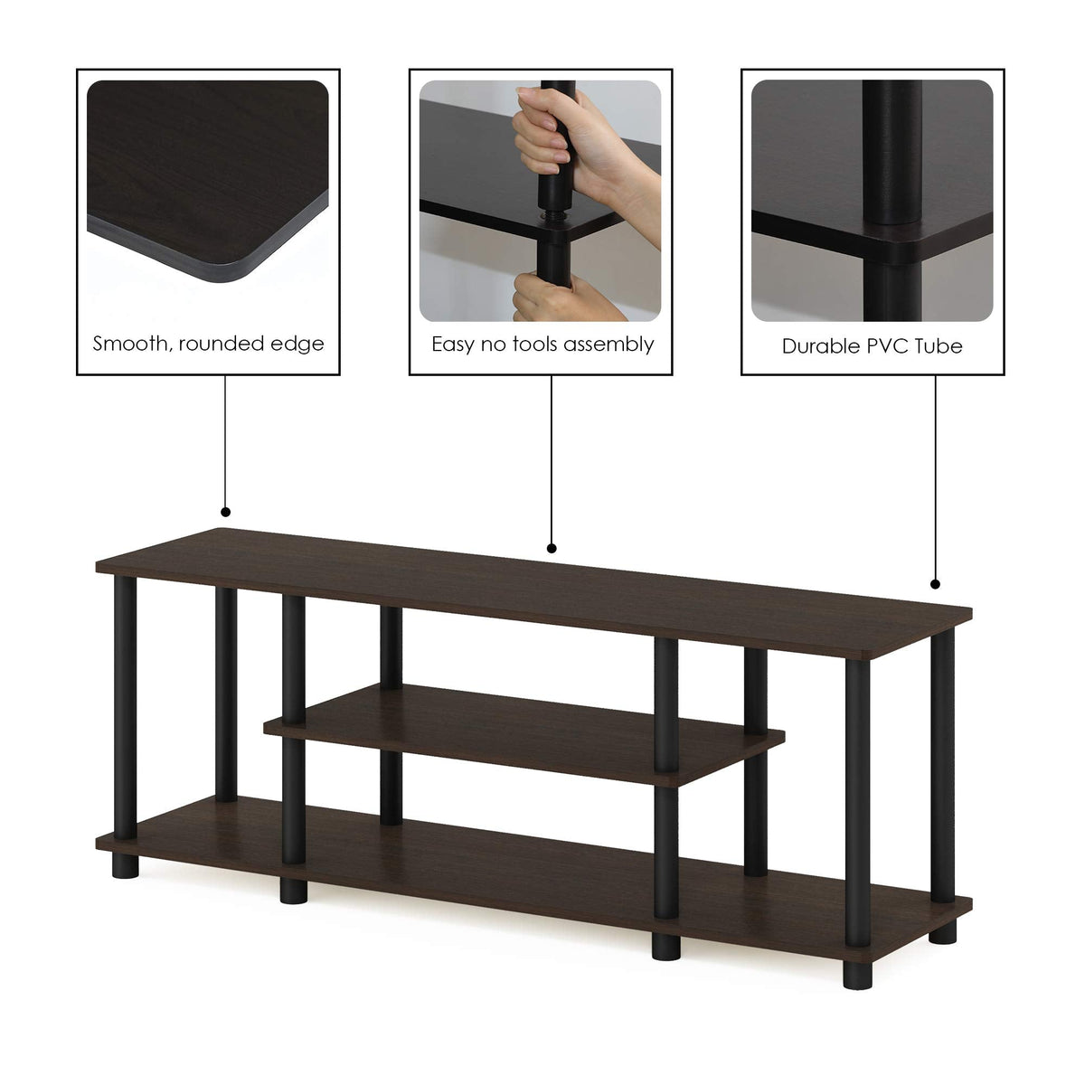 Furinno Turn-N-Tube Toolless 3-Tier TV Stand for 50" TV – 8 Colors - Flex Gamingproduct_type