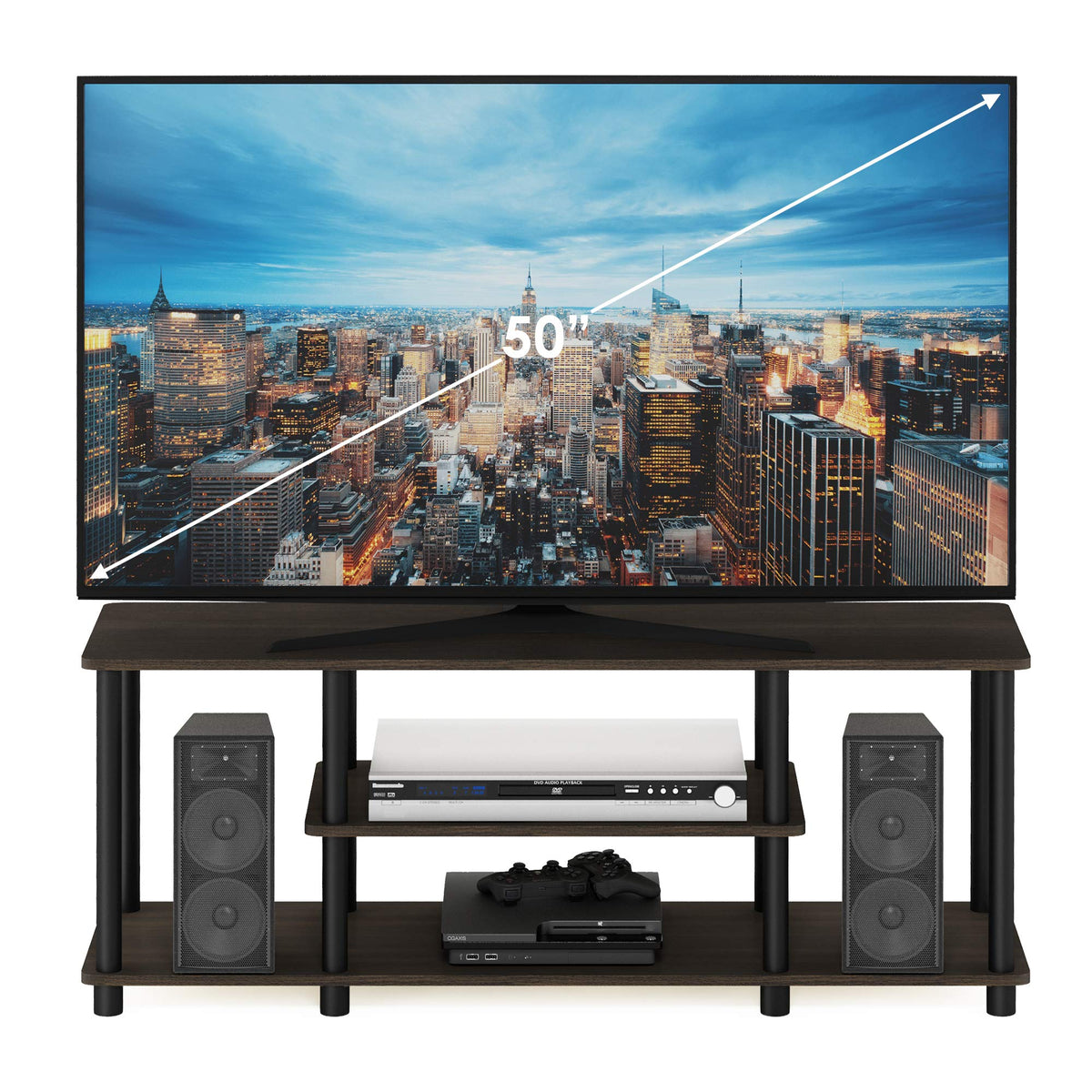 Furinno Turn-N-Tube Toolless 3-Tier TV Stand for 50" TV – 8 Colors - Flex Gamingproduct_type