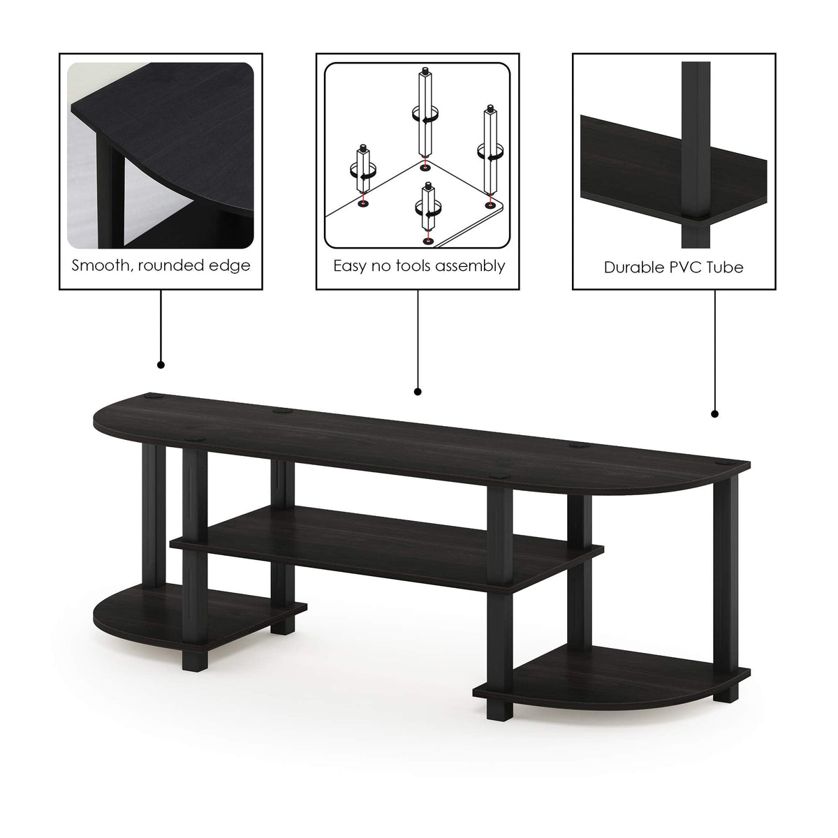 Furinno Turn-N-Tube Toolless 3-Tier TV Stand for 50" TV – 8 Colors - Flex Gamingproduct_type