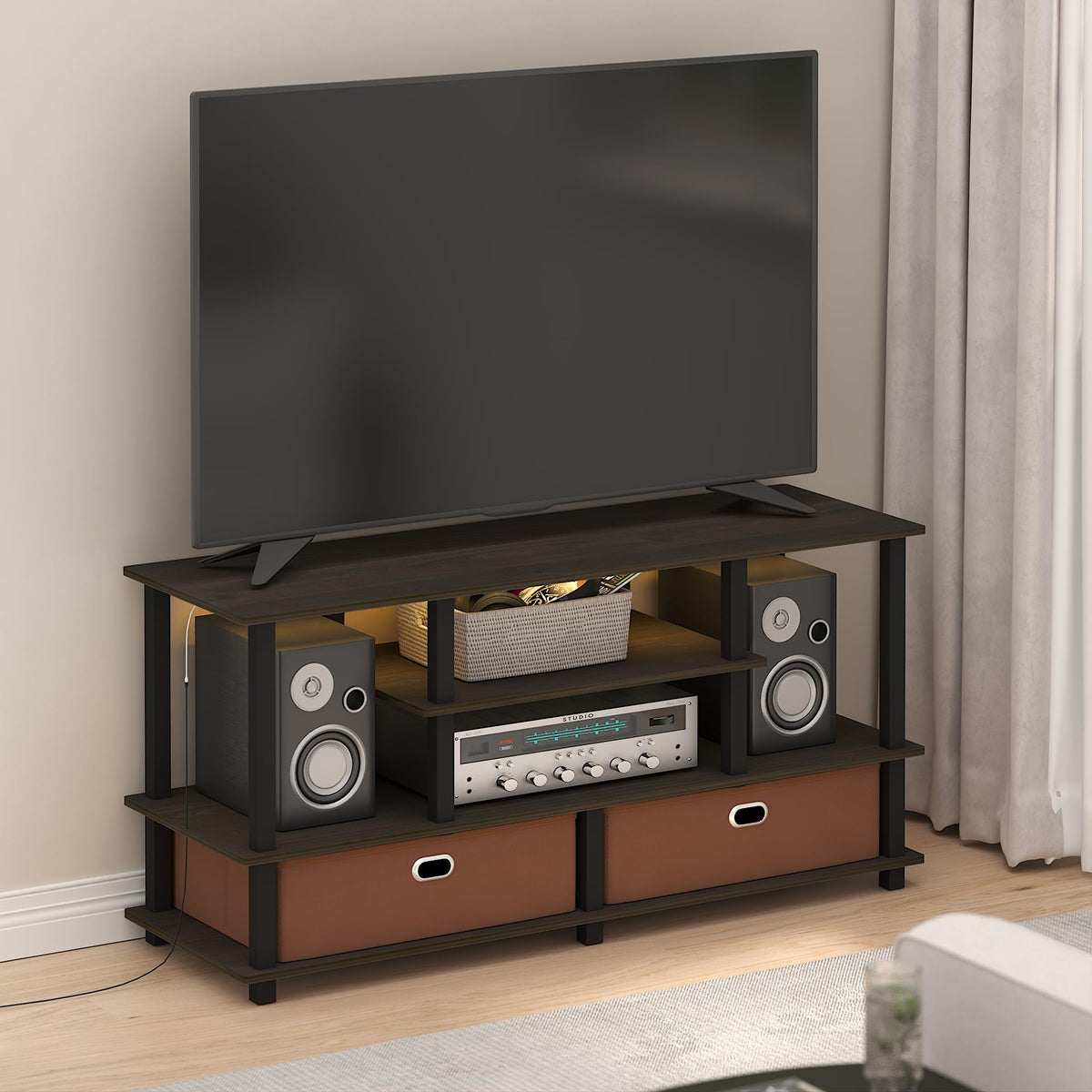 Furinno Turn-N-Tube Toolless 3-Tier TV Stand for 50" TV – 8 Colors - Flex Gamingproduct_type