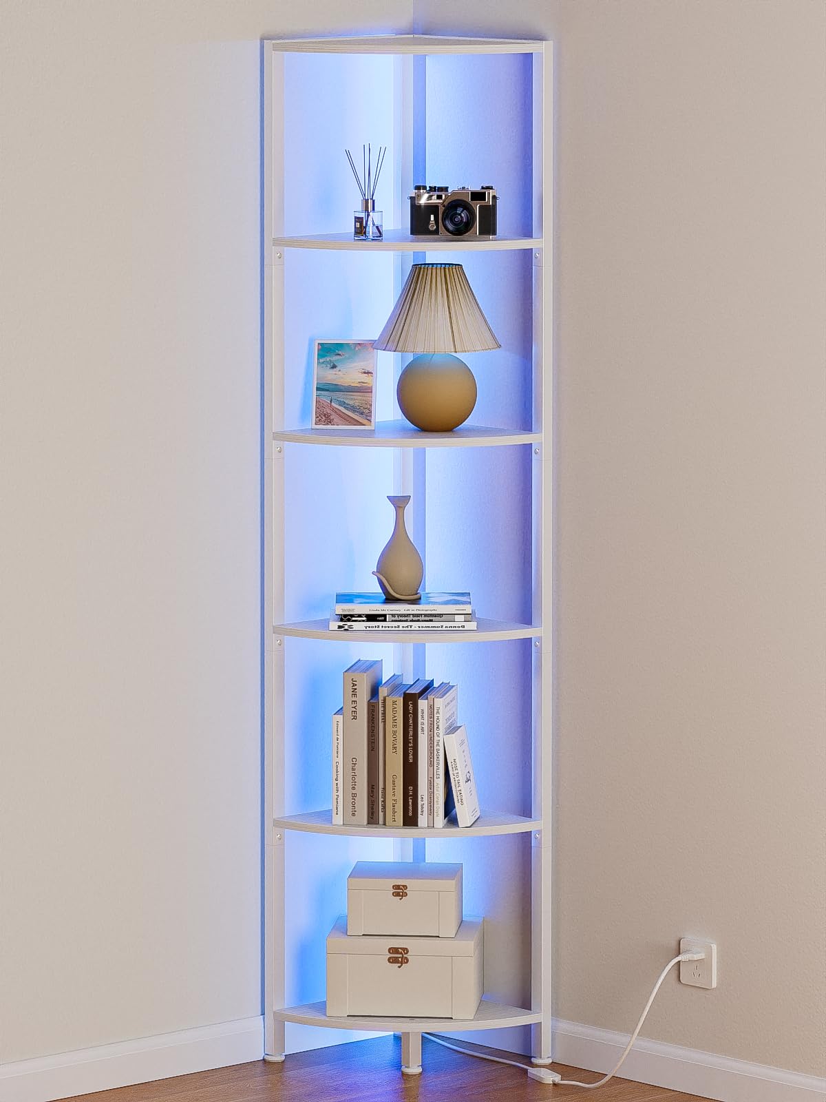 Furnulem 6-Tier Corner Shelf with LED Light, 67.5" – Black - Flex Gamingproduct_type
