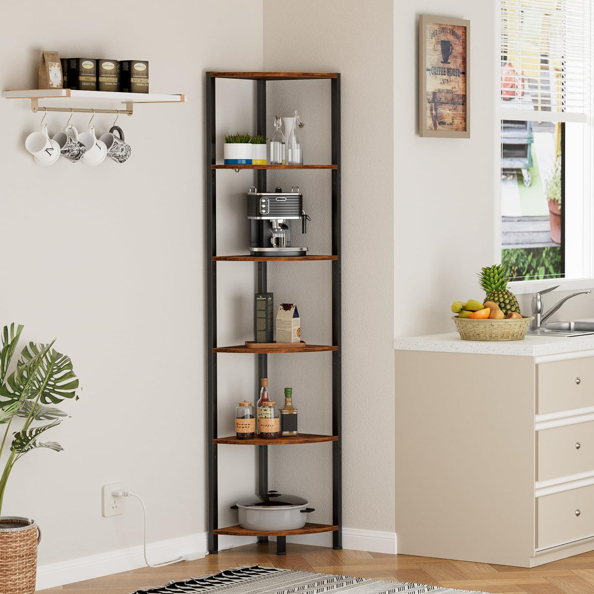 Furnulem 6-Tier Corner Shelf with LED Light, 67.5" – Black - Flex Gamingproduct_type