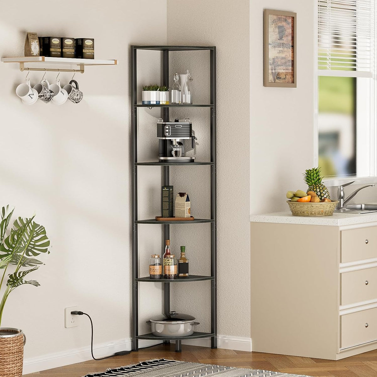 Furnulem 6-Tier Corner Shelf with LED Light, 67.5" – Black - Flex Gamingproduct_type