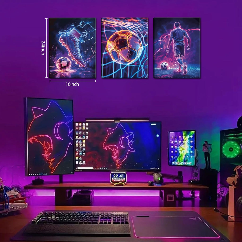 Game Room Decor Posters Set of 3 – Neon Gaming Wall Art – 2 Sizes & 10 Designs - Flex Gamingproduct_type