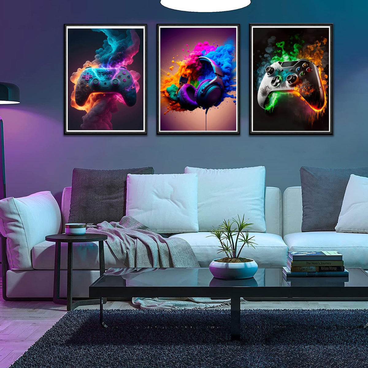 Game Room Decor Posters Set of 3 – Neon Gaming Wall Art – 2 Sizes & 10 Designs - Flex Gamingproduct_type