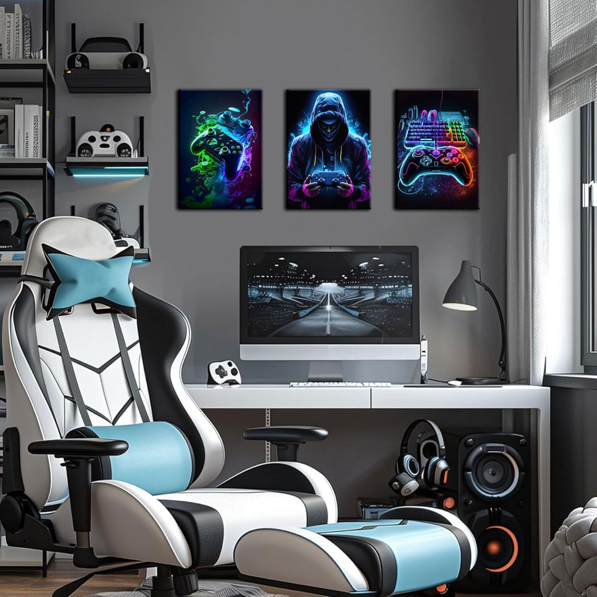 Game Room Decor Posters Set of 3 – Neon Gaming Wall Art – 2 Sizes & 10 Designs - Flex Gamingproduct_type