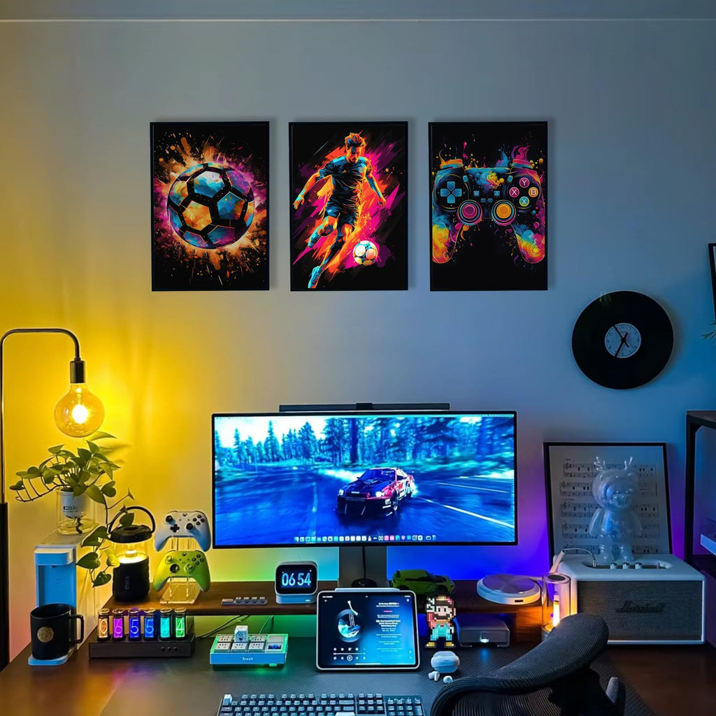 Game Room Decor Posters Set of 3 – Neon Gaming Wall Art – 2 Sizes & 10 Designs - Flex Gamingproduct_type