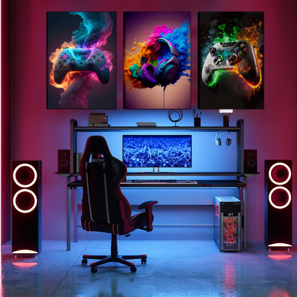 Game Room Decor Posters Set of 3 – Neon Gaming Wall Art – 2 Sizes & 10 Designs - Flex Gamingproduct_type