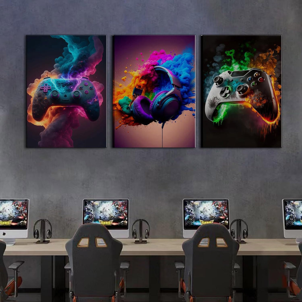 Game Room Decor Posters Set of 3 – Neon Gaming Wall Art – 2 Sizes & 10 Designs - Flex Gamingproduct_type