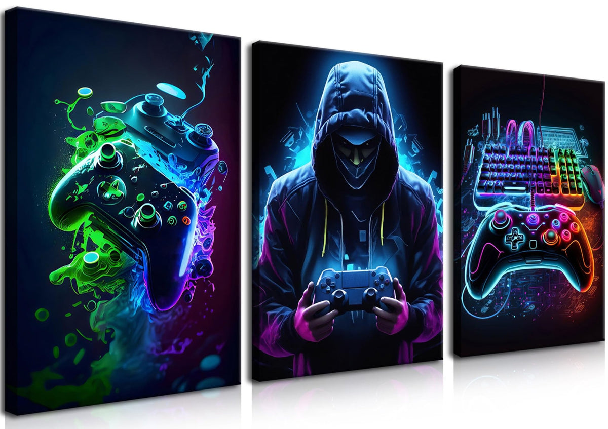 Game Room Decor Posters Set of 3 – Neon Gaming Wall Art – 2 Sizes & 10 Designs - Flex Gamingproduct_type
