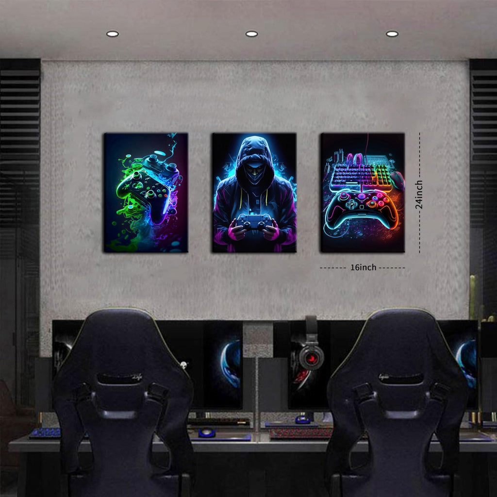Game Room Decor Posters Set of 3 – Neon Gaming Wall Art – 2 Sizes & 10 Designs - Flex Gamingproduct_type