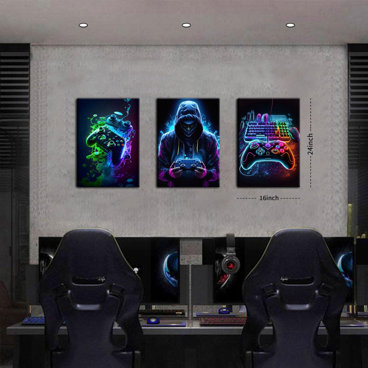 Game Room Decor Posters Set of 3 – Neon Gaming Wall Art – 2 Sizes & 10 Designs - Flex Gamingproduct_type