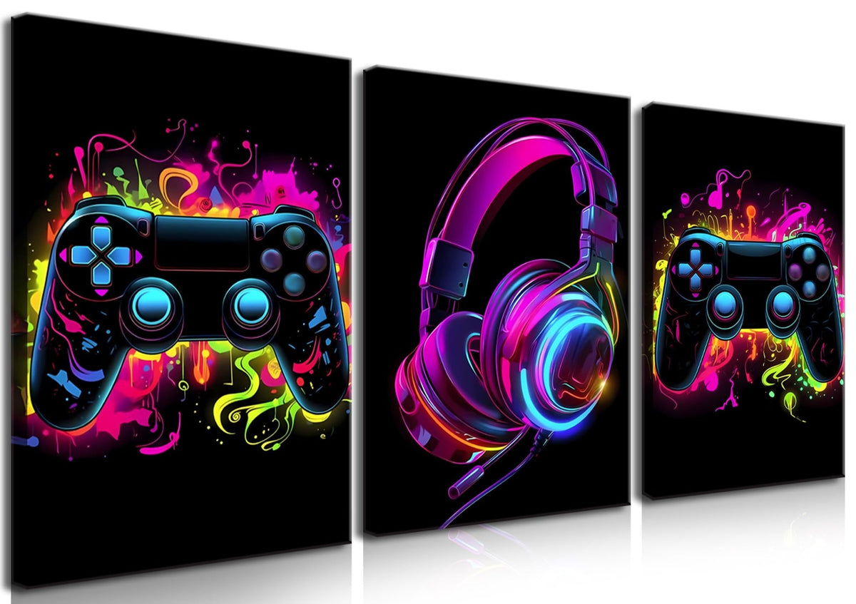 Game Room Decor Posters Set of 3 – Neon Gaming Wall Art – 2 Sizes & 10 Designs - Flex Gamingproduct_type