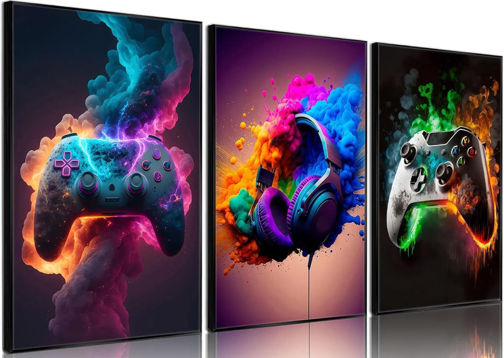 Game Room Decor Posters Set of 3 – Neon Gaming Wall Art – 2 Sizes & 10 Designs - Flex Gamingproduct_type