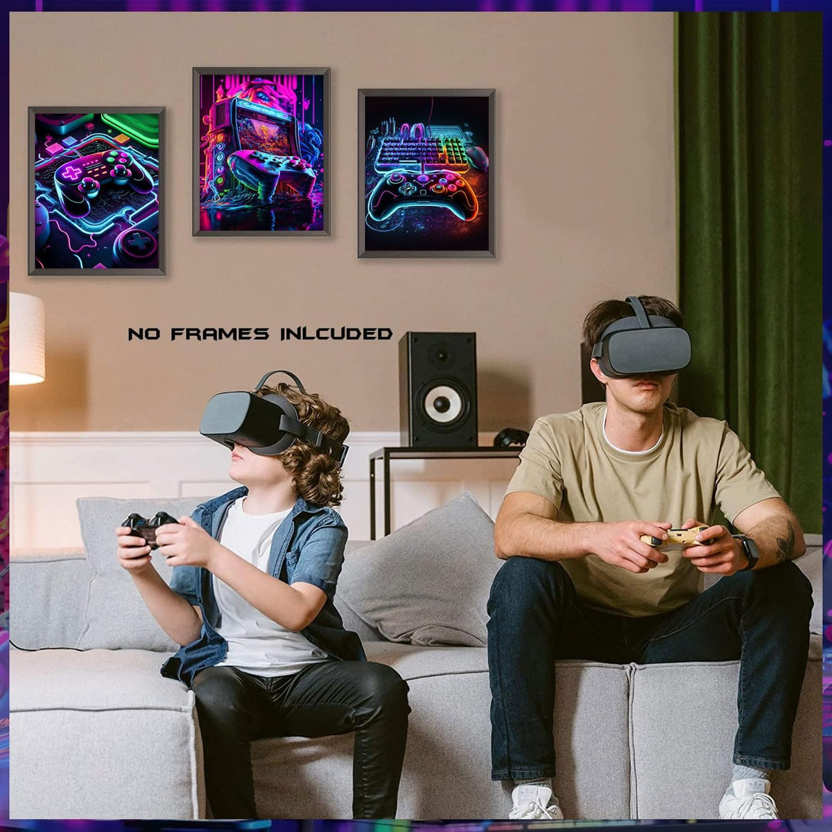 Game Room Decor Posters Set of 3 – Neon Gaming Wall Art – 2 Sizes & 10 Designs - Flex Gamingproduct_type