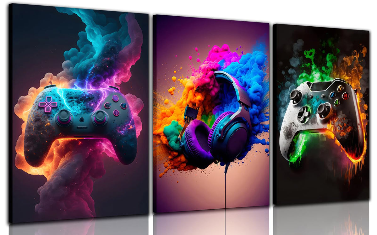 Game Room Decor Posters Set of 3 – Neon Gaming Wall Art – 2 Sizes & 10 Designs - Flex Gamingproduct_type