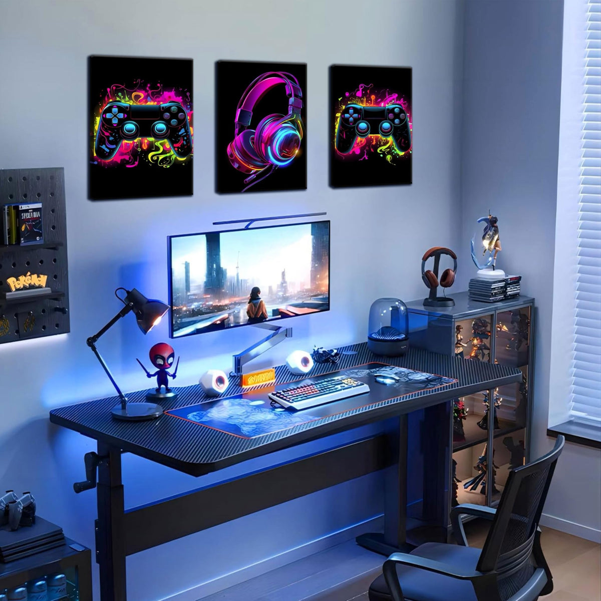 Game Room Decor Posters Set of 3 – Neon Gaming Wall Art – 2 Sizes & 10 Designs - Flex Gamingproduct_type