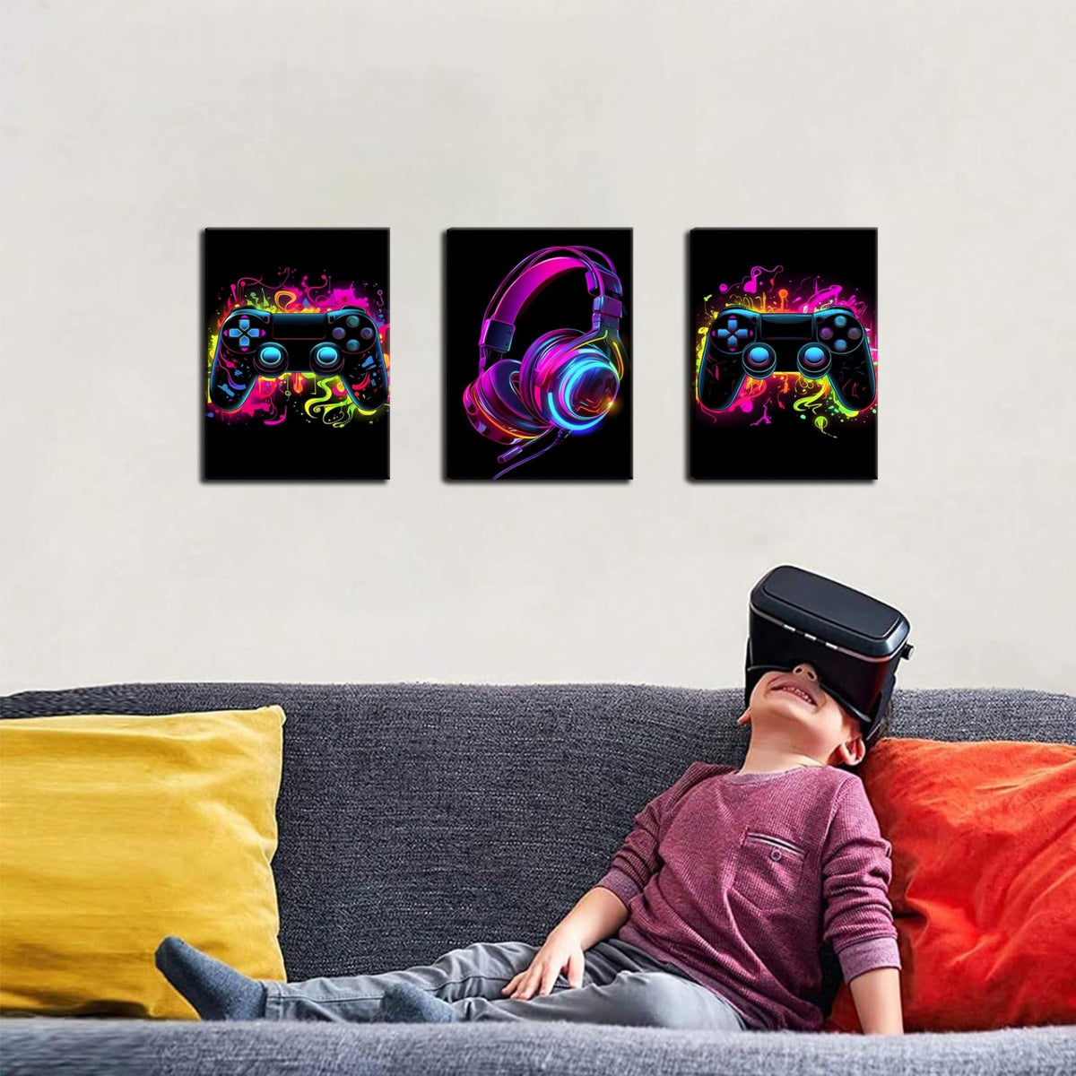 Game Room Decor Posters Set of 3 – Neon Gaming Wall Art – 2 Sizes & 10 Designs - Flex Gamingproduct_type