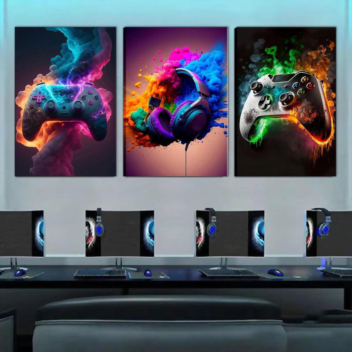 Game Room Decor Posters Set of 3 – Neon Gaming Wall Art – 2 Sizes & 10 Designs - Flex Gamingproduct_type