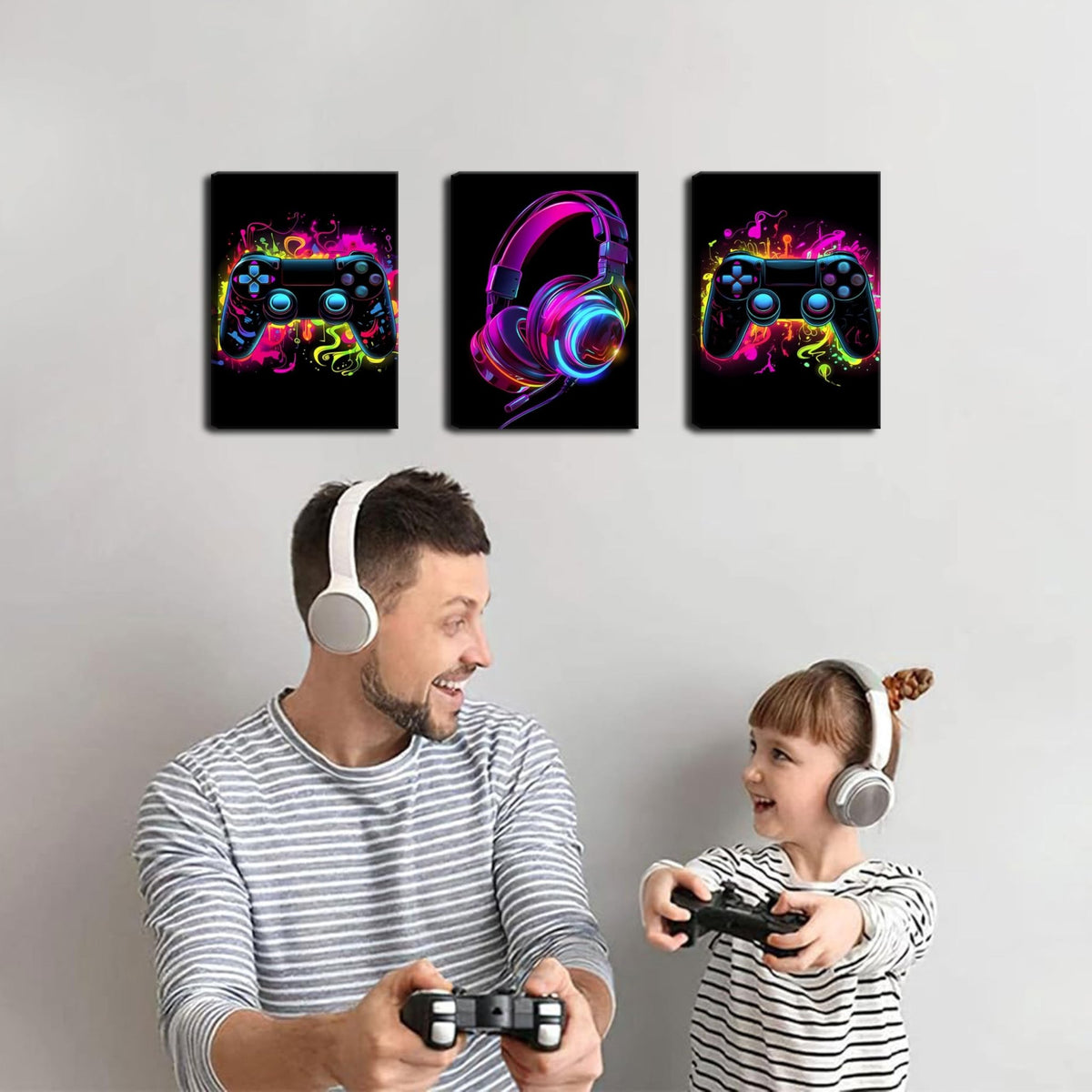 Game Room Decor Posters Set of 3 – Neon Gaming Wall Art – 2 Sizes & 10 Designs - Flex Gamingproduct_type