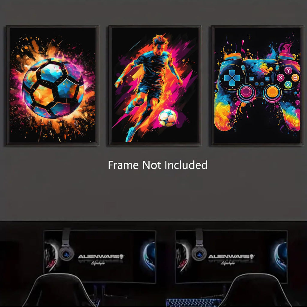 Game Room Decor Posters Set of 3 – Neon Gaming Wall Art – 2 Sizes & 10 Designs - Flex Gamingproduct_type
