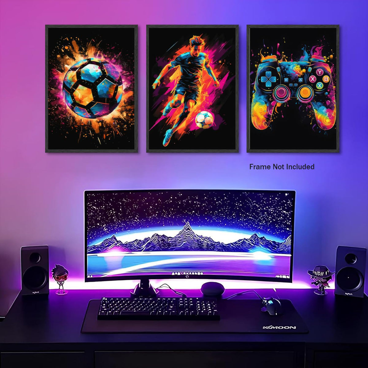 Game Room Decor Posters Set of 3 – Neon Gaming Wall Art – 2 Sizes & 10 Designs - Flex Gamingproduct_type