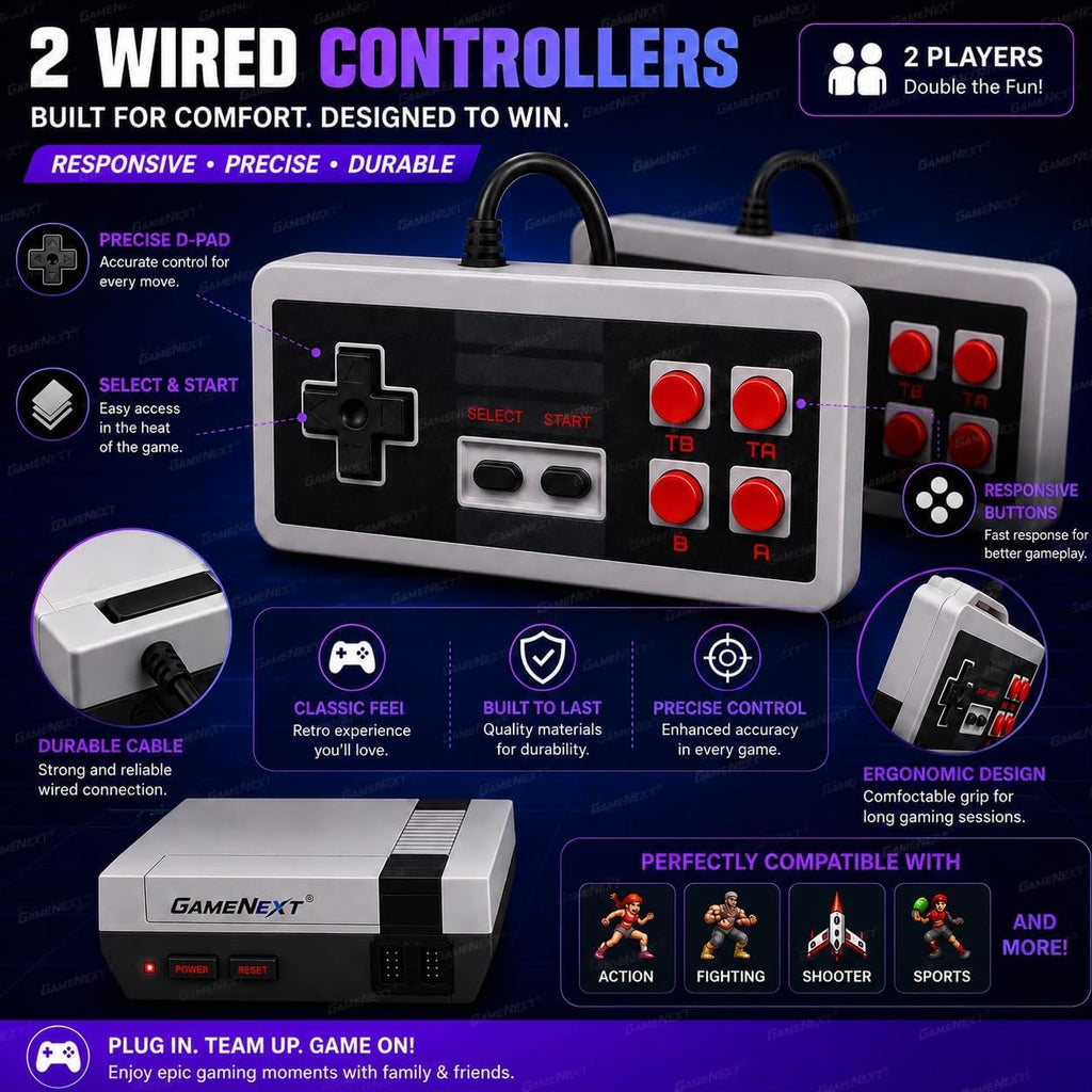 GameNext Retro Game Console with 620 Built-In Games & 2 Controllers - Flex Gamingproduct_type
