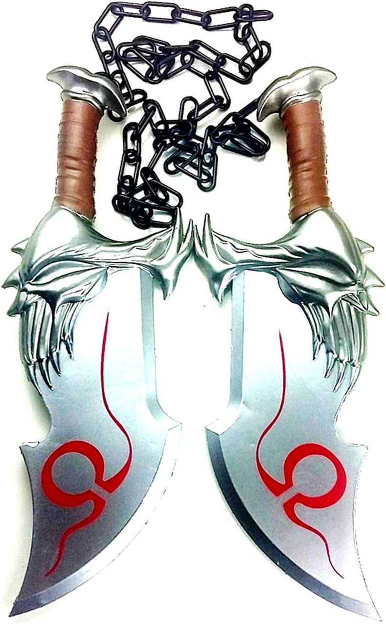 God of War Kratos Blades of Chaos – Foam Cosplay Props, 17" with Chain, Silver - Flex Gamingproduct_type