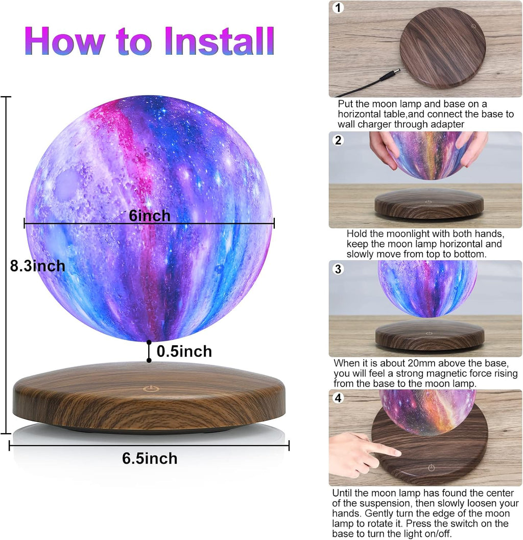 GROPINFLY Levitating Moon Lamp – 18 Colors & Multicolor - Flex Gamingproduct_type